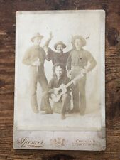 Vintage 1896 CABINET CARD Co B 15th Infantry Soldiers ID'd GUITAR Whisky Bottle  picture