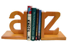 Vintage A to Z Bookends Wooden Artisan Book Ends with Felt Bottoms picture