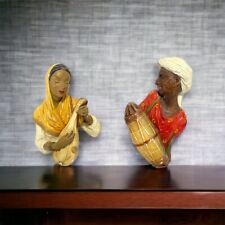 Bossons Drummer & Mandolin Player Chalkware Wall Art Set Of 2 England Rare 1959 picture