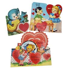 Vintage Lot of 3 Larger Size Childrens Valentine's Day Cards Circus Bird Teacher picture