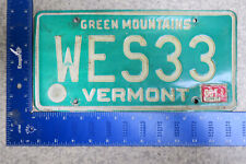 Vermont Vanity License Plate Tag VT 1984 84 Initials WES33 WES 33 W E S    #2 picture