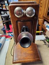 Vintage Antique Kellogg Oak Wood Hand Crank Wall Telephone With InsidesNo Batter picture