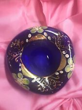 1960's Bohemian Czech Hand Painted Cobalt Candy or nut Bowl, Ashtray  5