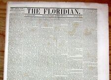 Rare 1848 Tallahassee FLORIDA newspaper MEXICAN-AMERICAN WAR ENDS w PEACE TREATY picture