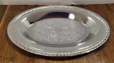 Vintage Shelton Ware NYC Oval Embossed Ribbed Edge Platter Tray Chrome 11.5 x 7  picture