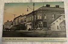 Old Postcard Post Office Block in Lancaster, Wisconsin picture