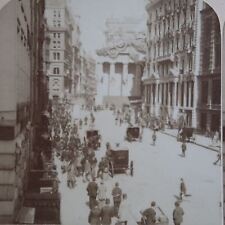 c1900 Wall St. New York Financial District Horses Carriages Stereoview A5 picture