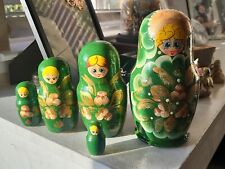 Vintage Hand Painted Large Russian Nesting Doll  5 Pc Set picture
