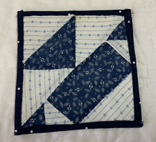 Vintage Antique Patchwork Mini Quilt Table Topper, Early Calicos, Navy picture