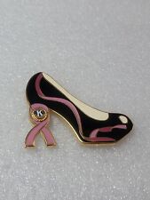 Kiwanis International High Heel Shoe Pin Breast Cancer Ribbon Black Pink Enamel picture