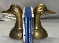 Vintage Brass Mallard Duck Head Bookends Andrea By Sadek Korea 6” Heavy  picture