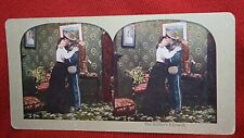 Stereoscope Card The Soldiers Farewell in WWI Kissing Couple picture