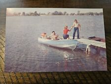 Postcard Advertising Outboard Motor Boat Aqua Swan White Pigeon MI Michigan picture