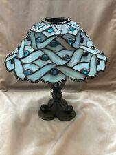 Very Nice Partylite Spring Water Candle Lamp w/ Stained Glass Shade picture