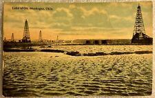 Muskogee Ok Oklahoma Lake Of Oil Postcard Vintage Oil Well picture