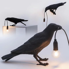 Raven Table Lamp - Crow Desk Lamp - Vintage Resin Bird Lamp - Birds Table Light  picture