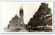 Emmetsburg Iowa IA RPPC Photo Postcard Assumption Catholic Church c1920's picture