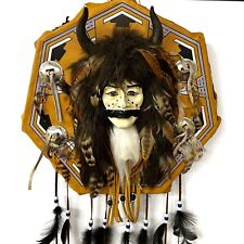 Native American Buffalo Hunter Spirit Mask Wall Hanging Hand Painted Unsigned picture