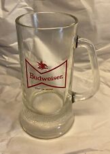 Budweiser Red Logo Beer Glass with Handle 16 oz  Wide Base Gift picture