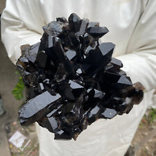 5.2LB  Large Natural  Smoky Black Quartz Crystal Cluster Raw Mineral Specimen picture