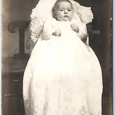 c1910s Baby Portrait RPPC Photo Send To / ID Miss Violet Hughes Pauline Neb A213 picture