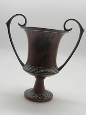 Vintage Brown Urn of Gods Two Handed Vase #277 Hand Made Greece picture