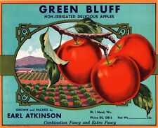 25 Vintage GREEN BLUFF Brand Apple Fruit Crate Labels - Earl Atkinson Mead, WA picture