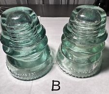 (2) Vintage McLaughlin No 42 👀chips In Glass Insulator Light green picture