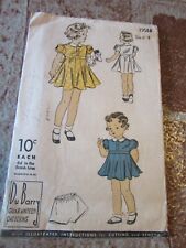 1930s sewing pattern Du Barry  Child's Dress & Pantie Size 4 in years picture