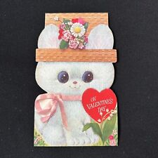 Vintage Buzza-Cardozo Flocked Bunny Valentine's Day Card Die-Cut 1960s Unused picture