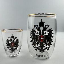 Austria Double Eagle Shield Coat Of Arms Logo 1/8th Liter & Shot Glass Set picture