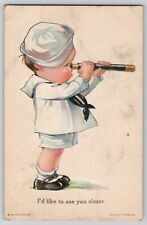 Baby Sailor Boy Spyglass Twelvetrees Humor Postcard 1921 See You Closer 135 picture