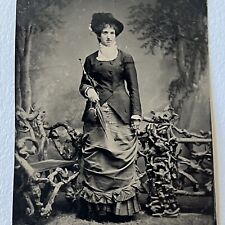 RESERVED Antique Tintype Photograph Beautiful Fashionable Young Woman picture