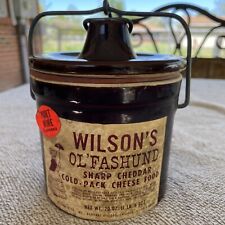 Vintage Wilson’s Ol’Fashund Cheese Crock Original Label Collectible 4x4.5” G79 picture