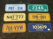 Vintage Undated Cereal Mini Bike State Metal License Plate sign Tag Lot Of Six picture