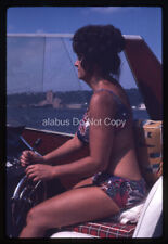 Orig 1972 SLIDE View of Woman in Bikini Driving Motorboat picture