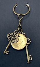 Handcrafted Italy 1998 200 Lire Coin Keychain - Steampunk Charms- Antique Bronze picture