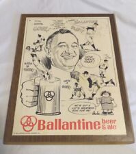 Vintage Ballantine Beer Sketch Print On Wooden Plaque 10.5