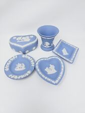Lot of 5 Pieces of Wedgwood Blue Jasperware  Trinket Dishes & Cup picture