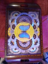 Vtg Brazilian Deco Marquetry Blue Morpho Serving Tray picture