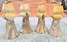 Set of 4 Hand Painted Ceramic Tulip Flower Shaped Candle Holder Mini Vase picture