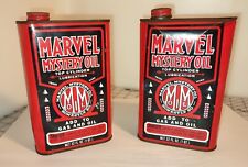 2pc. Vtg 32⁰z. Marvel Mystery Oil Tin Cans Top Cylinder Lubrication Additive  picture