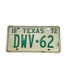 1972 72 Texas License Single Plate VINTAGE ANTIQUE NOS Dwv-62 picture