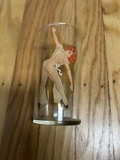 VTG WWII 1940s 50s Peekaboo Pinup Girl Nude Nudie Sip Strip Drinking Glass picture