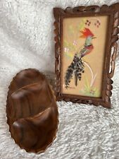 Vintage Tiki Bar Decor MCM Retro Picture And Tray Lot of 2 picture