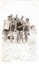 A DAY AT THE BEACH Vintage ANTIQUE FOUND PHOTO Original BLACK+WHITE 37 58 Q picture