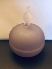 Vtg Frosted Lilac Glass Lidded Compote Vanity Jar Twisted Finial 5 X 6.5