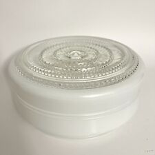 Vintage Pressed Glass Flush Mount Ceiling Light Shade Drum Art Deco White Clear picture