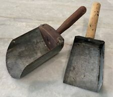 2 for Price of 1 Vintage Galvanized Metal Farm Grain Scoops with Wooden Handles picture