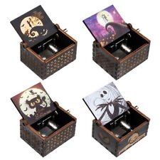 Engraved Nightmare Before Christmas Wooden Music Box Hand Crank Musical Boxes picture